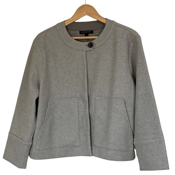 Banana Republic Factory Boxy Melton Utility Jacket – Grey Heather – SZ L (NWOT) - Picture 2 of 7